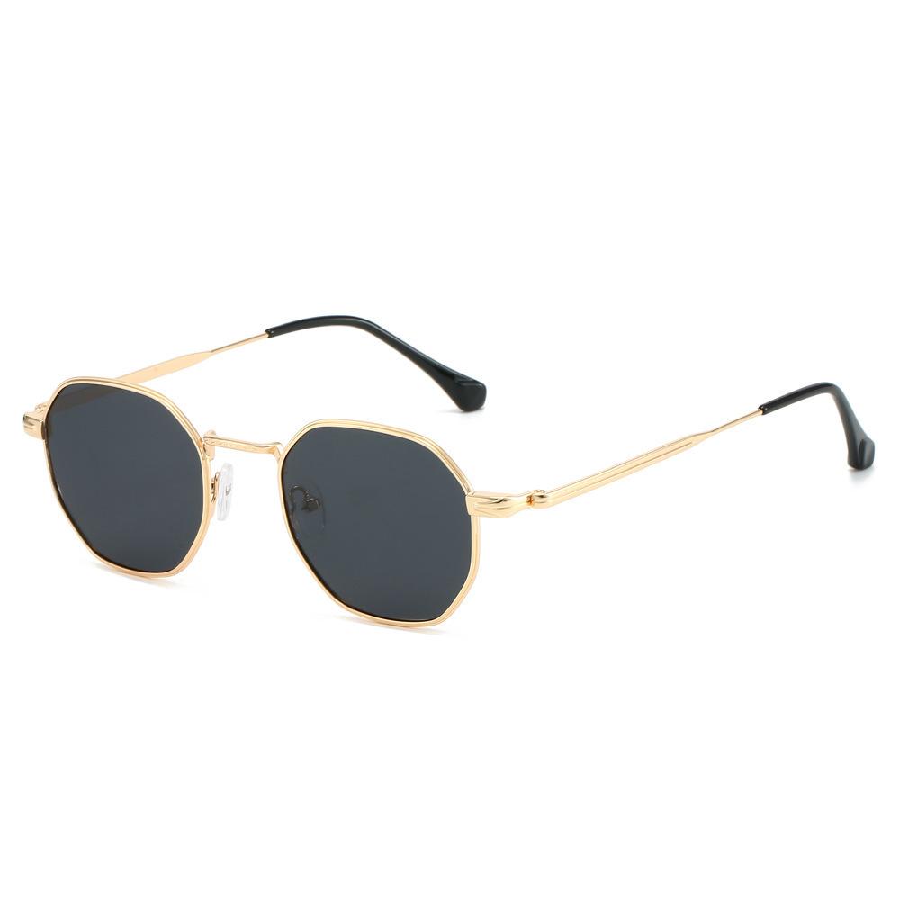 New polygonal fashion polarized sunglasses retro metal two-color craft foot sunglasses