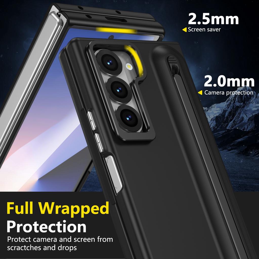 360 Full Protection Camera lens Stand Case For Samsung Z Fold7 6 5 4 3 Tempered Glass Film With Stylus Pen Hard PC Folding Cover