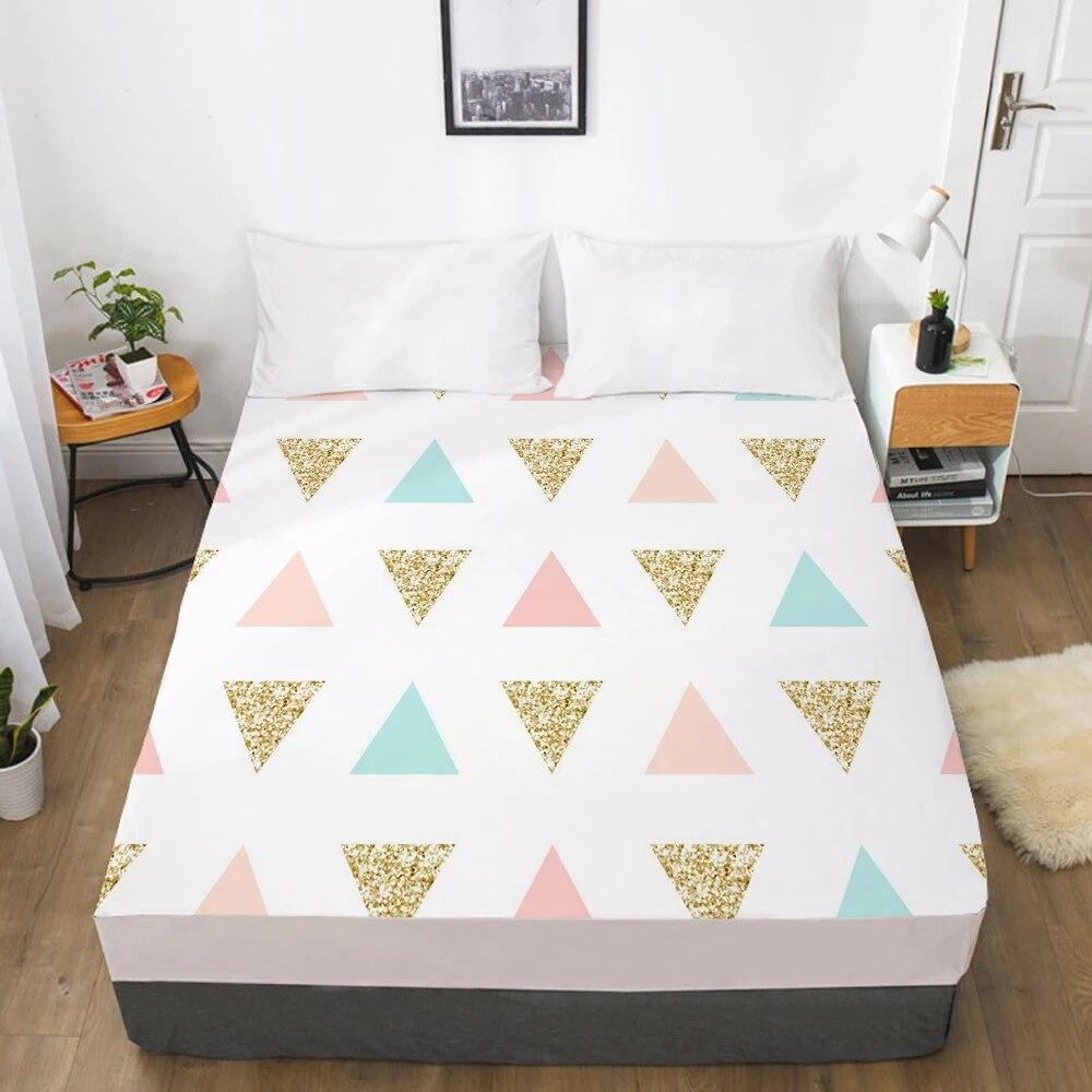 Наматрасник, простыня на резинке, простыни, постельное белье, простыня размера Queen King, 90/160X200 см, мраморная геометрия