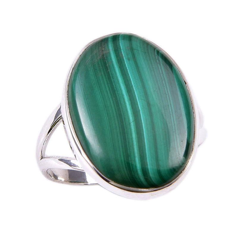 Кольцо из стерлингового серебра 925 пробы с натуральным малахитом, размер 8, ширина 3,14 сантиметра
