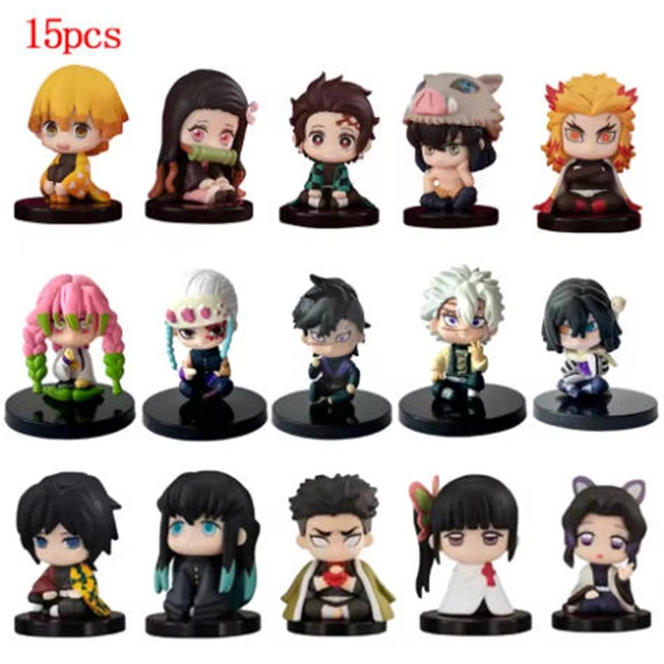 Фигурки Demon Slayer Q Posket Mini Kimetsu No Yaiba ПВХ Куклы Набор из 5/10/12/15 Для Украшения Рабочего Стола