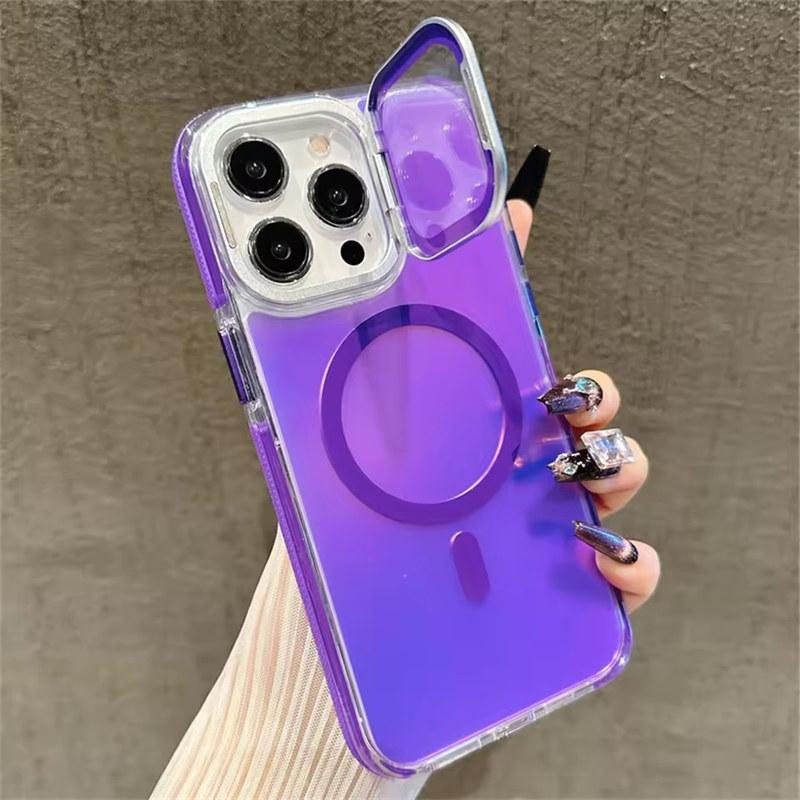 Лазерный конфетный красочный чехол для телефона Magsafe для iPhone 16 15 14 13 12 11 Pro Max Plus беспроводная зарядка пленка для объектива чехол для телефона