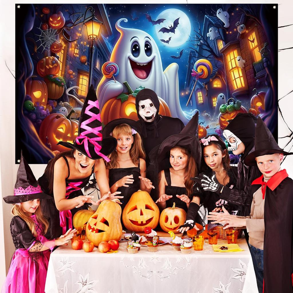 494. Halloween Backdrop,Ghost Pumpkin Decorations for Home Decor