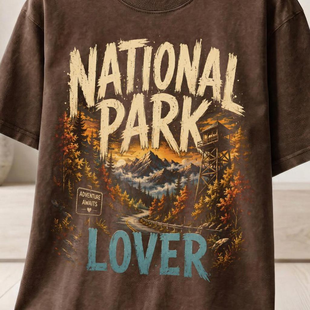 National Park Lover T-Shirt and kids tshirt, Adventure Awaits Mountain Graphic Tee for Outdoor Explorer, Vintage Naturecore Camping Hiking Gift