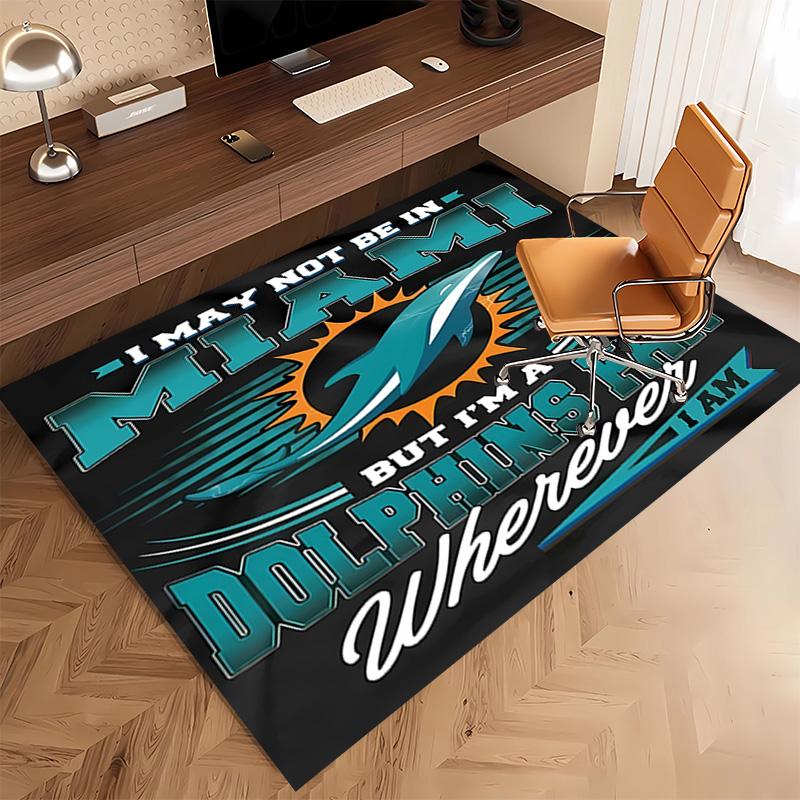 1pc Miami Dolphins logo Print Area Rug - Soft, Washable Non-Slip Indoor Mat, Living Room, Home Office Decorative Rug,Office Decorative