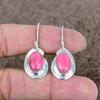 Pink Thulite Gemstone Handmade 925 Sterling Silver Jewelry Earring 1.46" KKG-659
