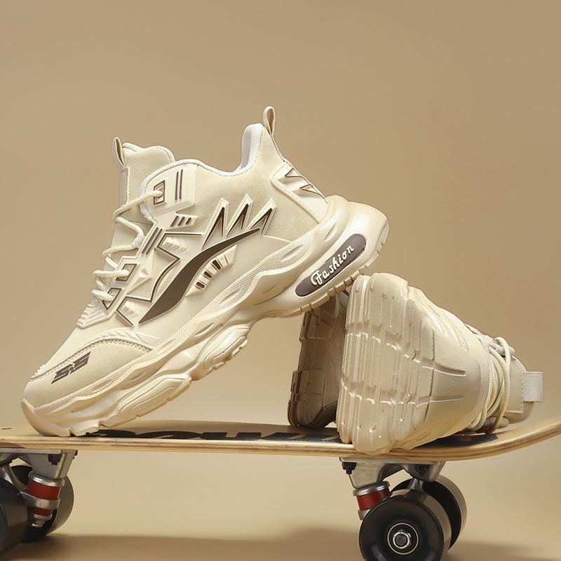 Модные осенне-зимние новые кожаные высокие кроссовки на толстой подошве в универсальном гонконгском стиле, мужская спортивная обувь, удобная и легкая, мужская меховая повседневная