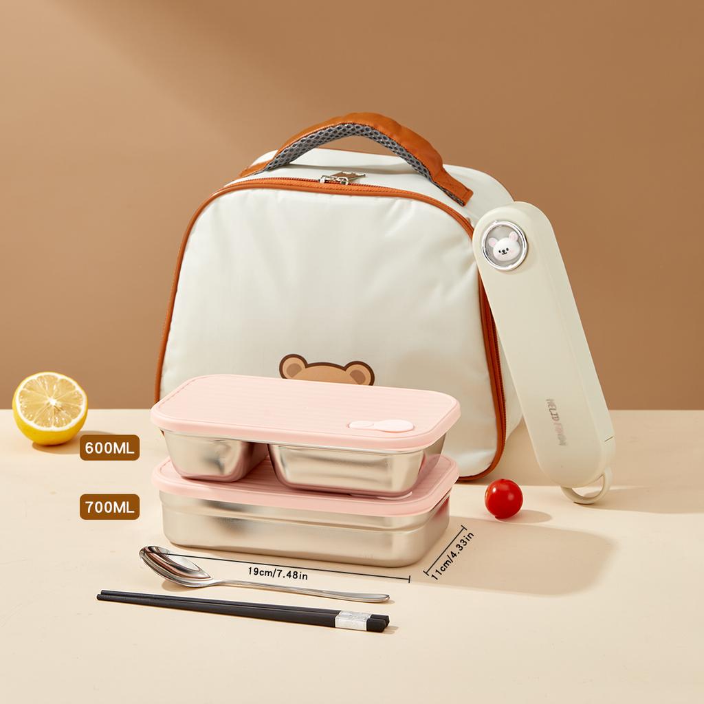 304 Stainless Steel Bento Box With Lid Portable Sealed Divided Lunch Box For Kids Student School Fruit Salad Lunch Container