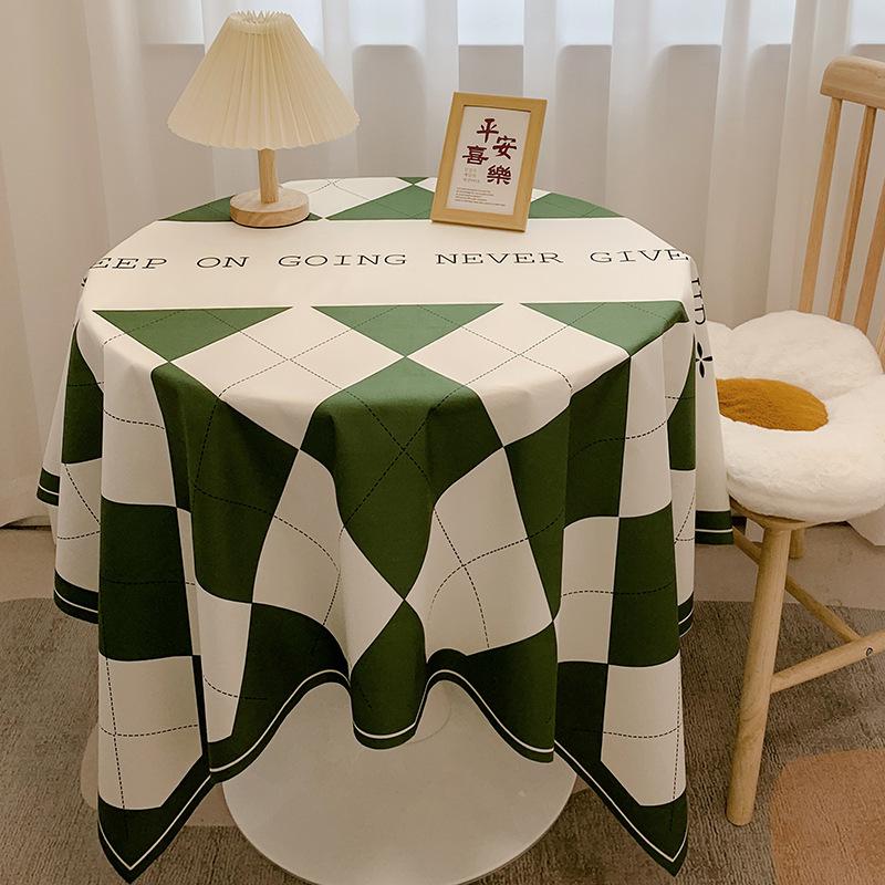 Chessboard Plaid Tablecloth Girl Heart Light Luxury High Sense Coffee Table Cover Student Dormitory Desk Makeup Tablecloth