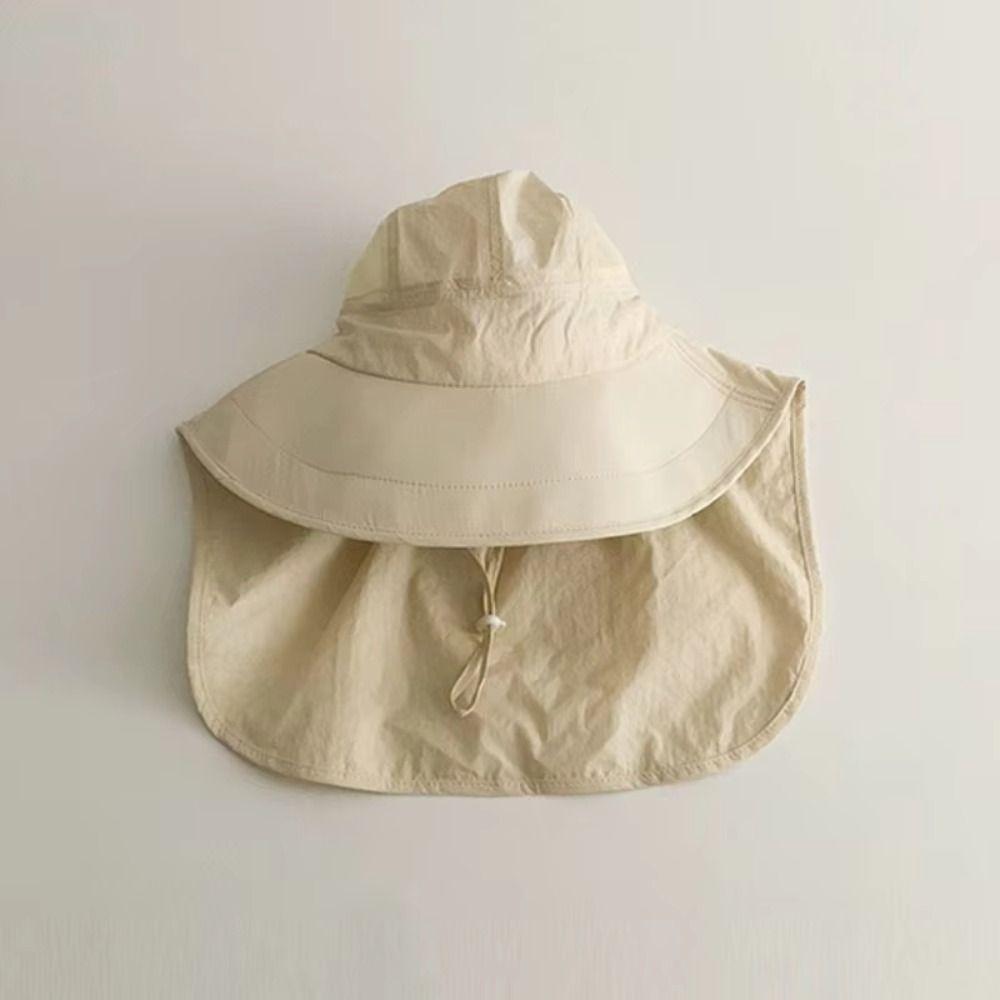 Solid Color Children Bucket Hat Wide Brim Summer Sun Hat Breathable Sunscreen Fisherman Cap Travel