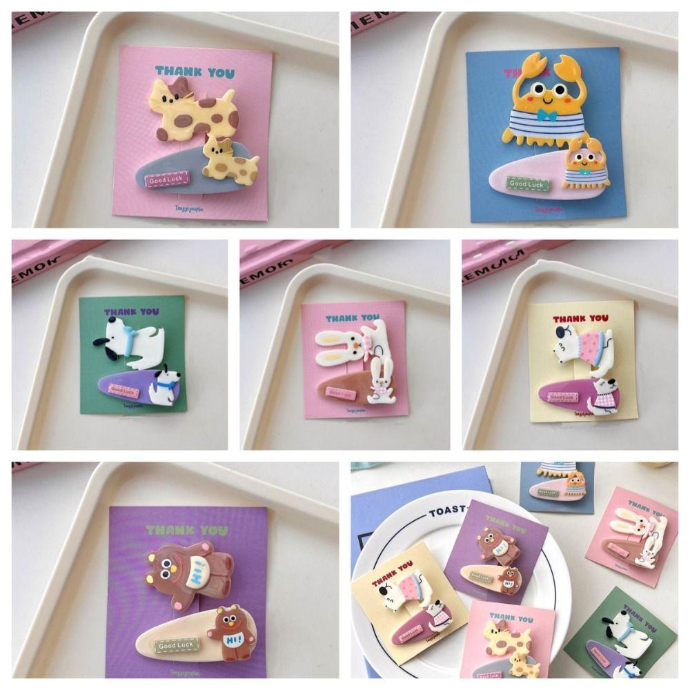 Kawaii Bear BB Clip Candy Color Cute Barrettes Set Funny Cartoon Mini Hair Clip Kids