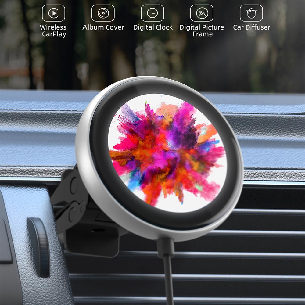 1,6-дюймовый беспроводной Carplay Clip Двухъядерный 1,0 ГГц ARM Cortex A7 Автомобильные цифровые часы Фоторамка Wifi Bluetooth Carplay Clip
