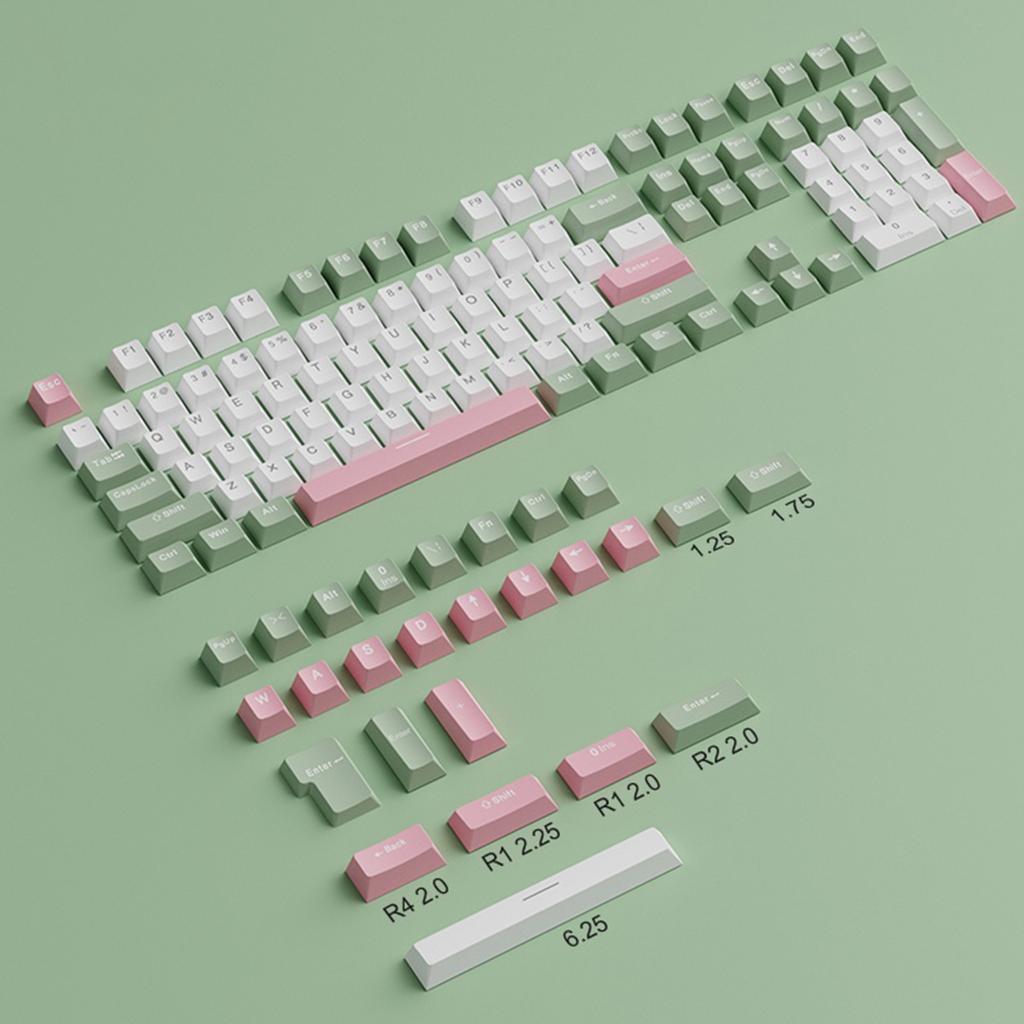 134PCS Keycaps OEM Profile Lotus Inspired Dual Color Injection Keycaps for Mechanical Keyboards Thick PBT