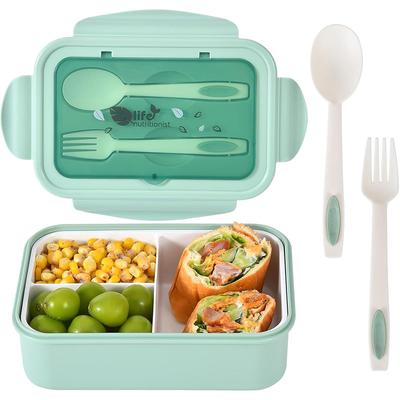 Контейнер для ланча Bento для детей, коробка для взрослых Bento с 3 отделениями, герметичная, подходит для микроволновой печи, посудомоечной машины, морозильной камеры, еда, фруктовые закуски