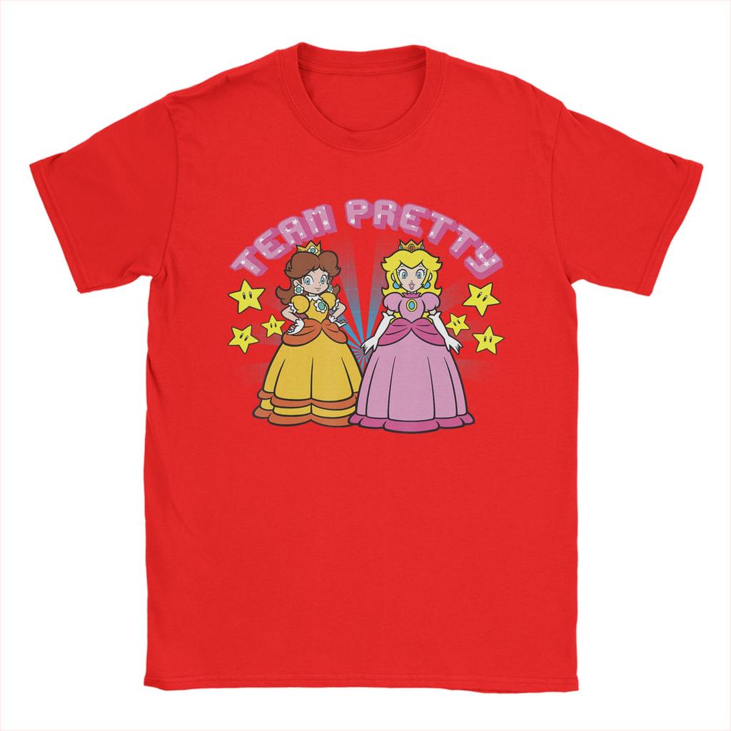 Super Marios Peach and Daisy Team Pretty T Shirts Unisexs Cotton Funny TShirts O Neck Tees Short Sleeve Clothes Classic