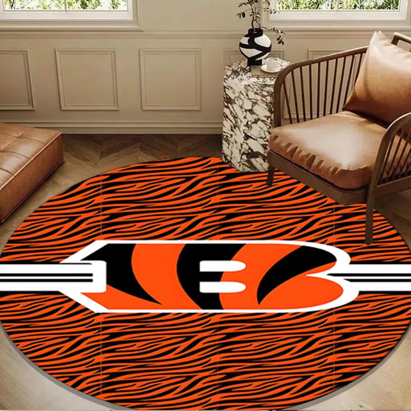 Bengals Team Logo Artwork Round mat, Anti-slip Circle Carpet Chair rug For livingroom,Bedroom, doormat home decor Gift Christmas Gifts
