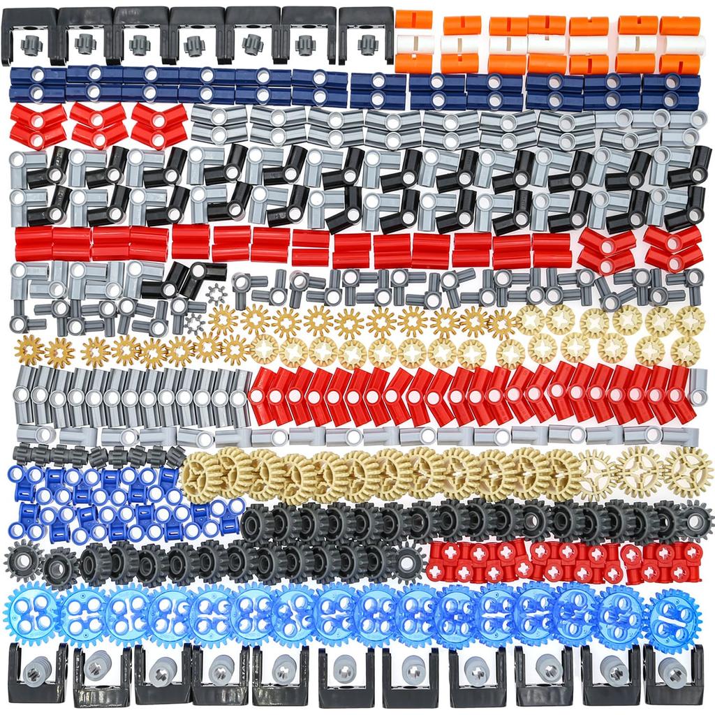 Domoni 452 Pieces Technical Gear Set Compatible with Lego Kits Gears Axle Pin Connector for Mock Robot Building Blocks Bricks DIY 8/12/16/24