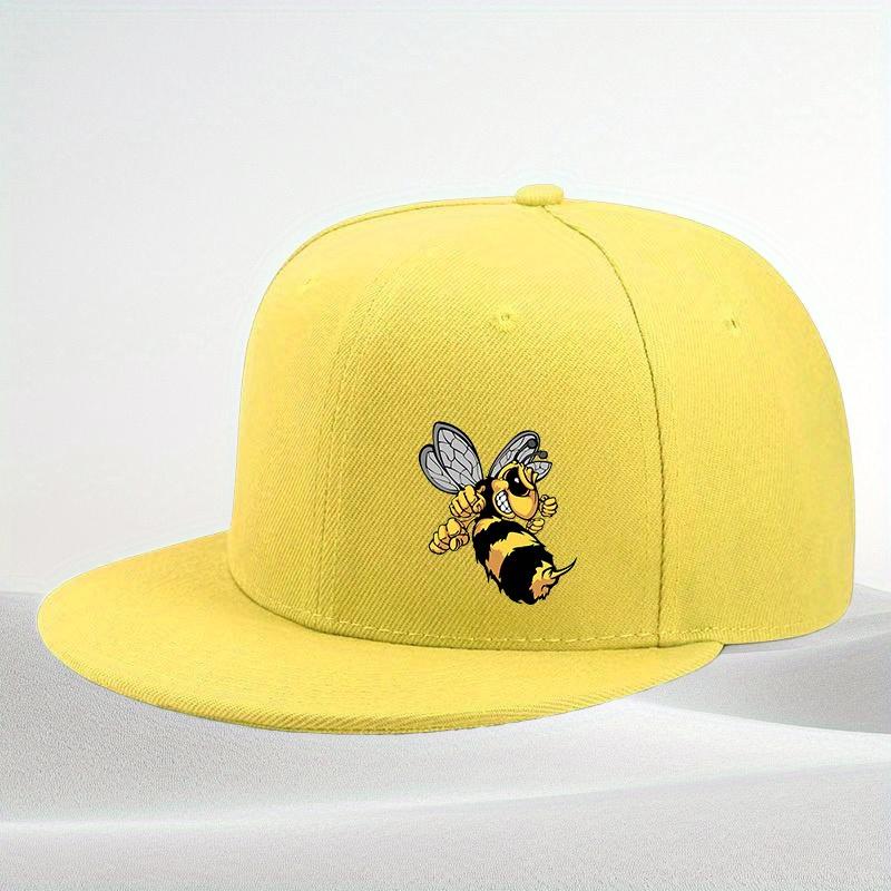 Злая Мультяшная Пчела Графика Белая Кепка Snapback Полиэстер Регулируемая Кепка с Плоским Козырьком Уличная Одежда для Улицы Унисекс