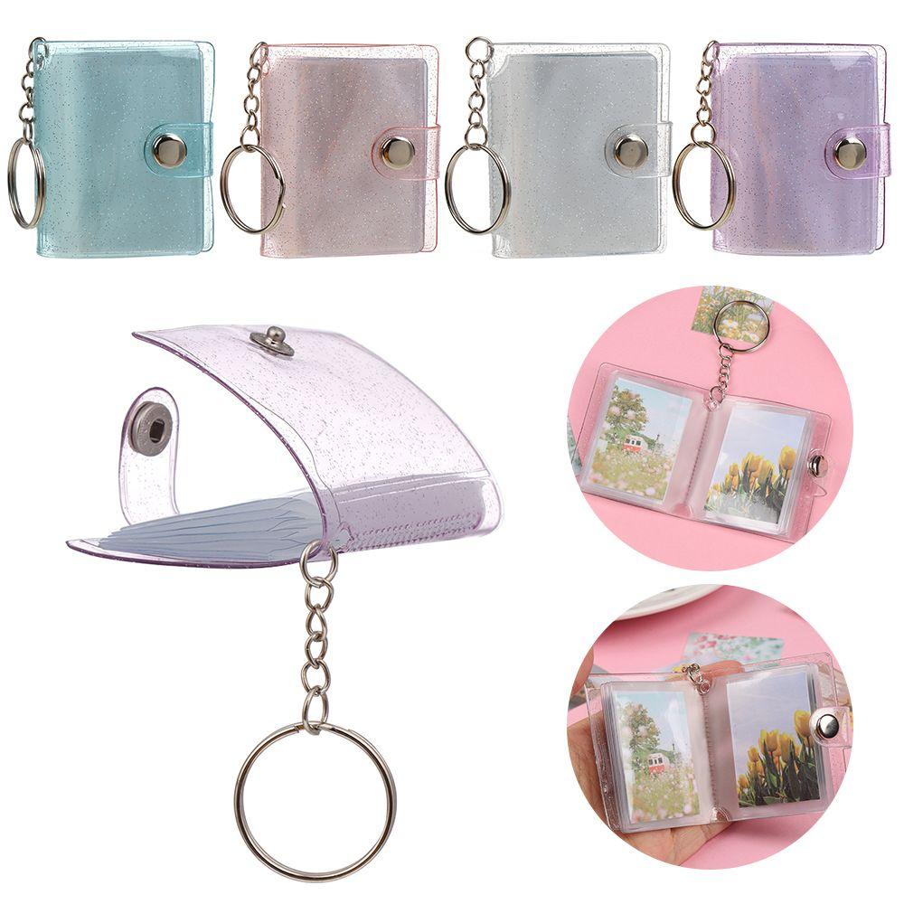 1PC Pockets Jewelry Portable Key Chain Mini Photo Albums 2 Inch Photos Holder For Photos Cards