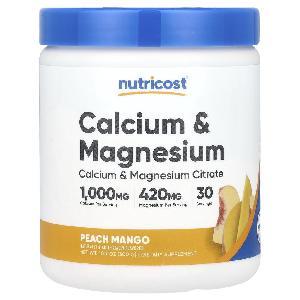 Nutricost Calcium and Magnesium, Peach Mango, 10.7 Oz (300 G)