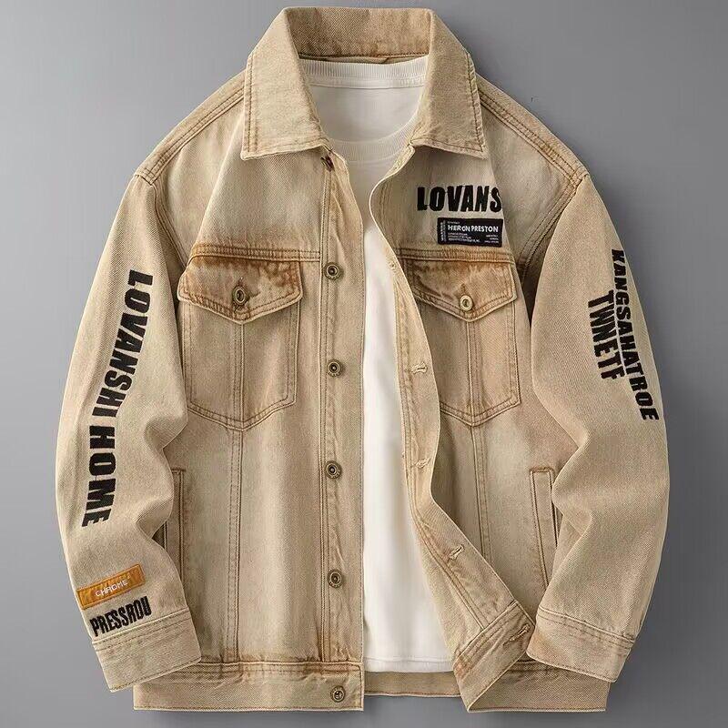 Мужская модная джинсовая куртка с вышивкой - Повседневная весенне-осенняя мода, рабочая одежда