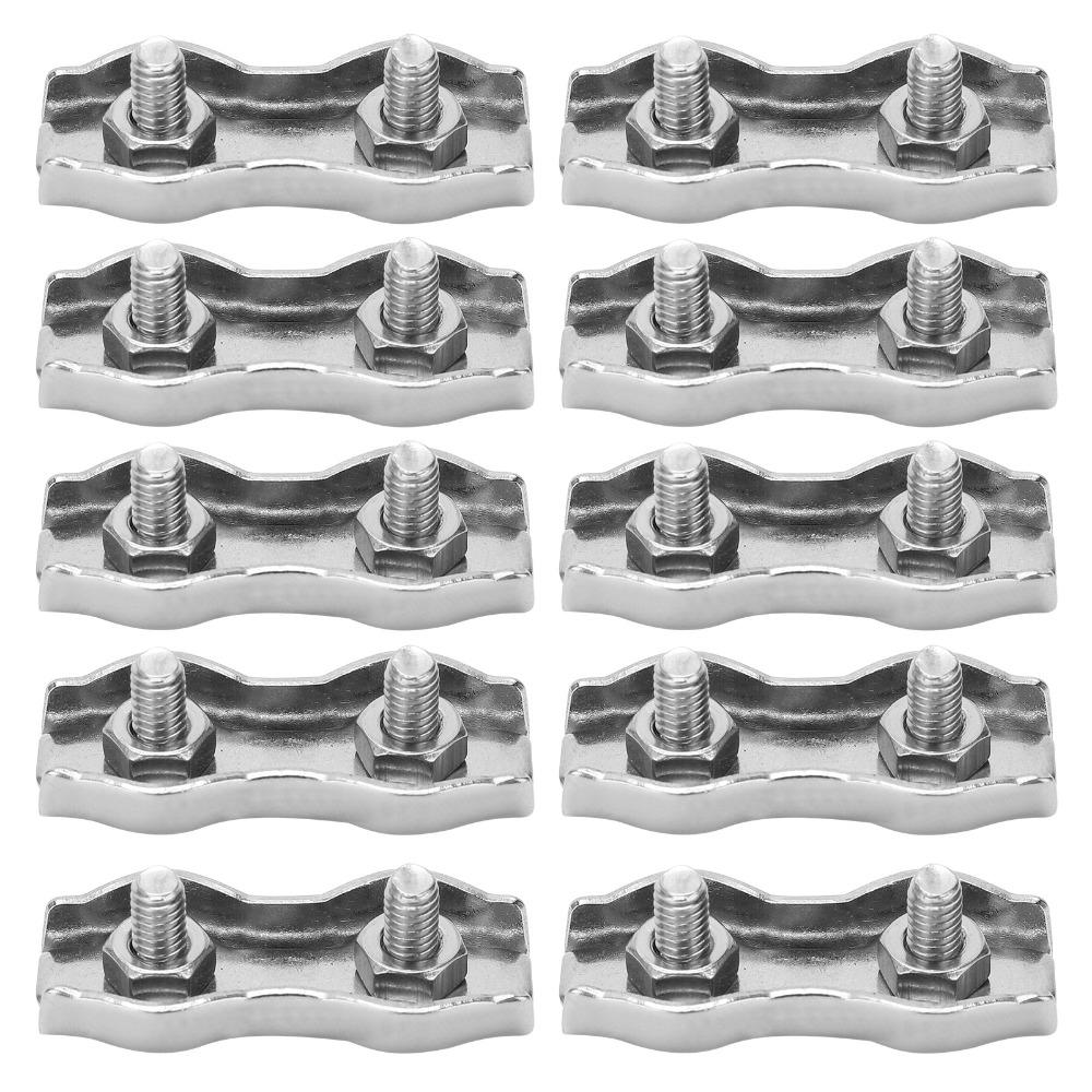 10pcs 304 Stainless Steel Steel Wire Rope Clip M3 Size Double Bolt Wire Clamp  Electric Fences
