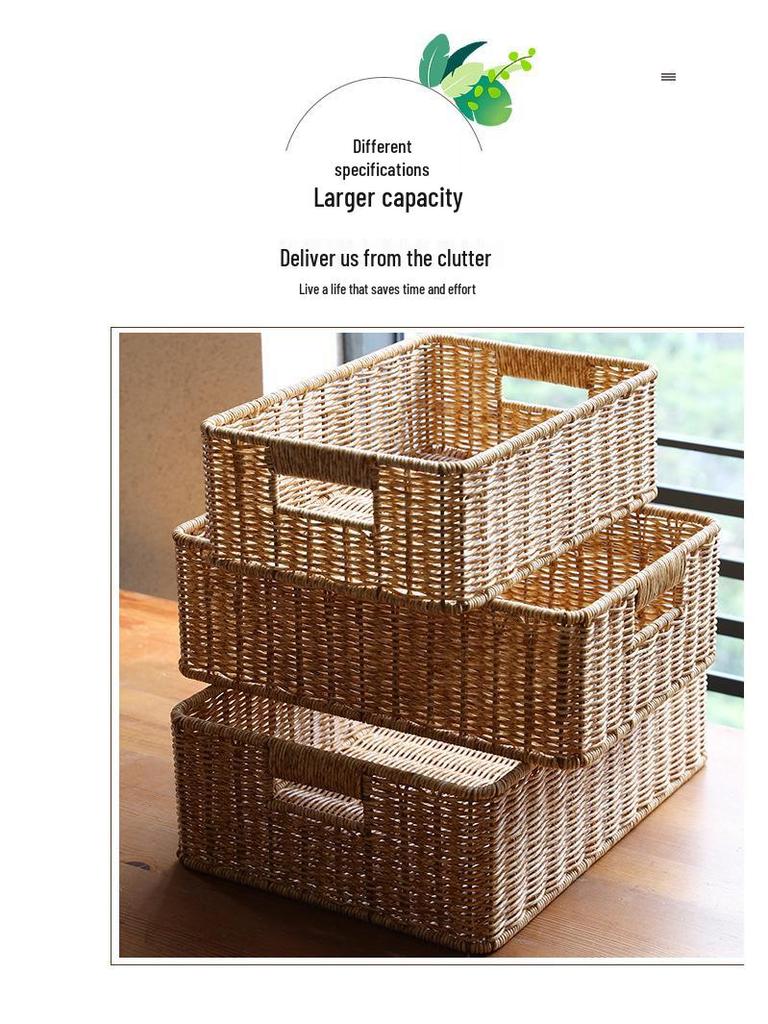 Корзина для хранения на столешницу в скандинавском стиле из ротангового плетения для журнального столика в гостиной