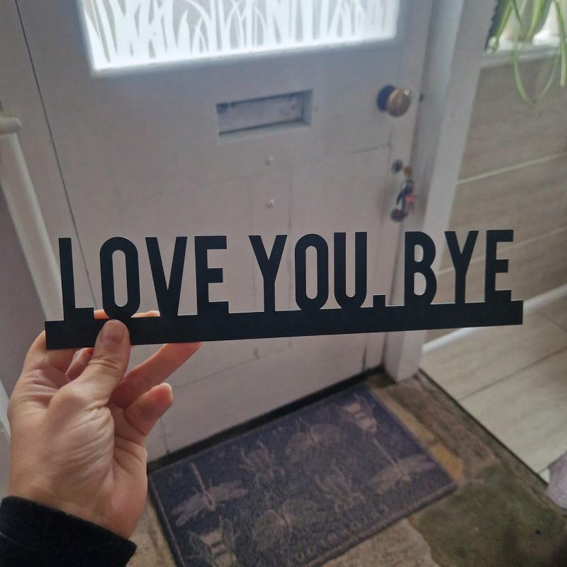 1PC Classic Metal "LOVE YOU BYE" Sign - Geometric Wall Art for Living Room, Indoor Wall Decor - Unique Home Decoration & Gift Idea for Valentine's Day