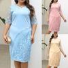 European and American Spring and Summer Oversized Women's Dress with Patchwork Embroidered Lace Slim Fit Cocktail Dress