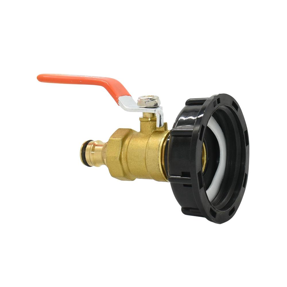 IBC Tank Adapter Valve S60 x 16mm Nipple Tap Quick Connect Brass Metal Watering Pipe Fitting For 1000L Outdoor Rainwater Bucket