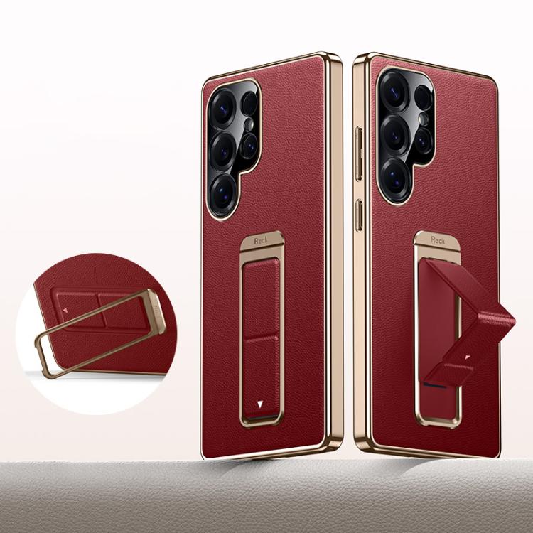 Metal Holder Foldable Wristband Precise Cutout Vegan Leather Phone Case