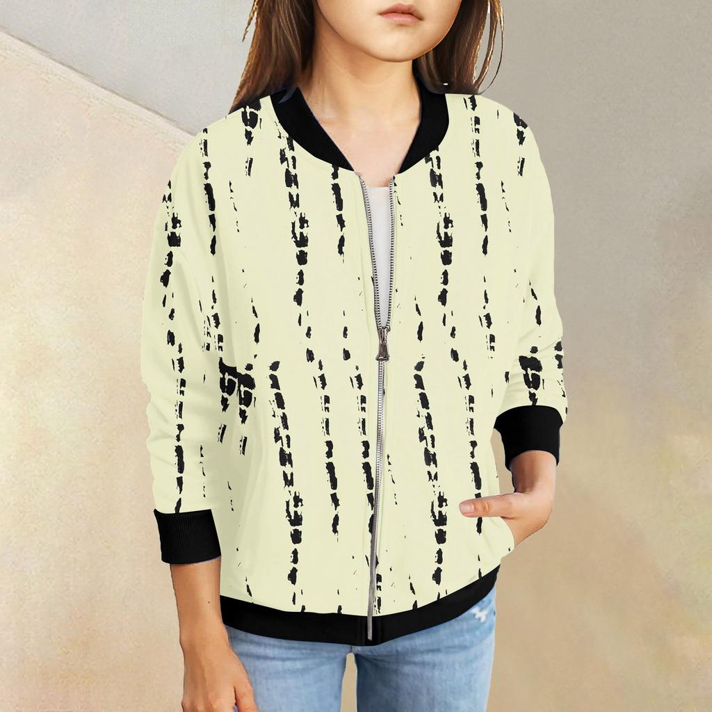 Куртки на молнии для девочек, детские осенние толстовки с длинными рукавами, верхняя одежда с карманами 5-15 лет