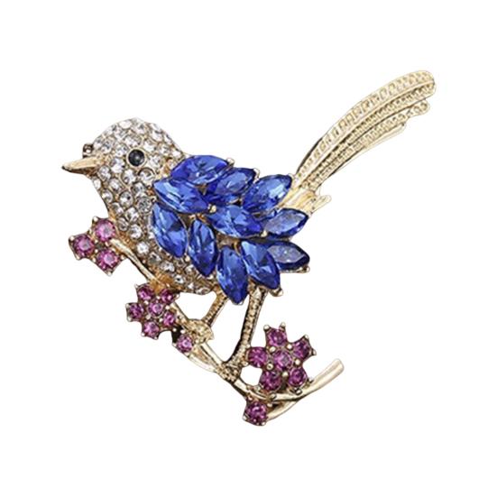 Chinese Style Brooch Pin Sparkling Rhinestones Magpies Bird Shape Lapel Pin Suit Coat Dress Jewelry Gift