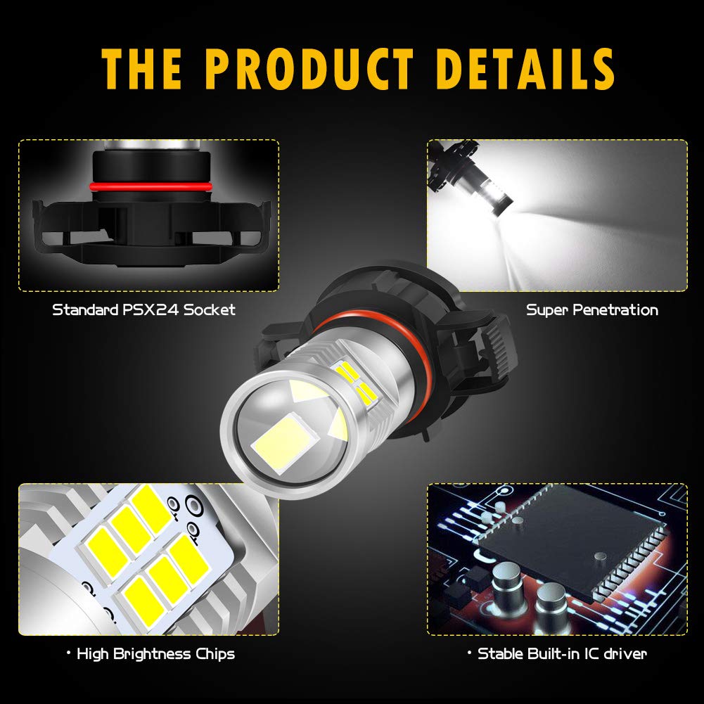 KATUR PSX24W светодиодные противотуманные фары макс. 80 Вт высокая светоотдача 2000 люмен 6500 К ксеноновый белый 12 В-24 В (Набор из 2)