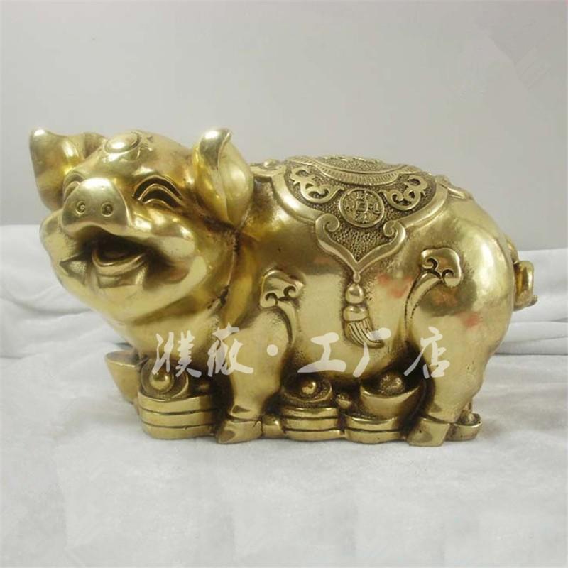 Brass Caroline Brown Copper Lucky Twelve Zodiac Cute Pig Crafts Ornaments Living Room Decoratio