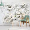 Фото обои Декор для гостиной, спальни, 3D стереоскопическая рельефная штукатурка в европейском стиле, маленькая скульптура ангела, большая фреска
