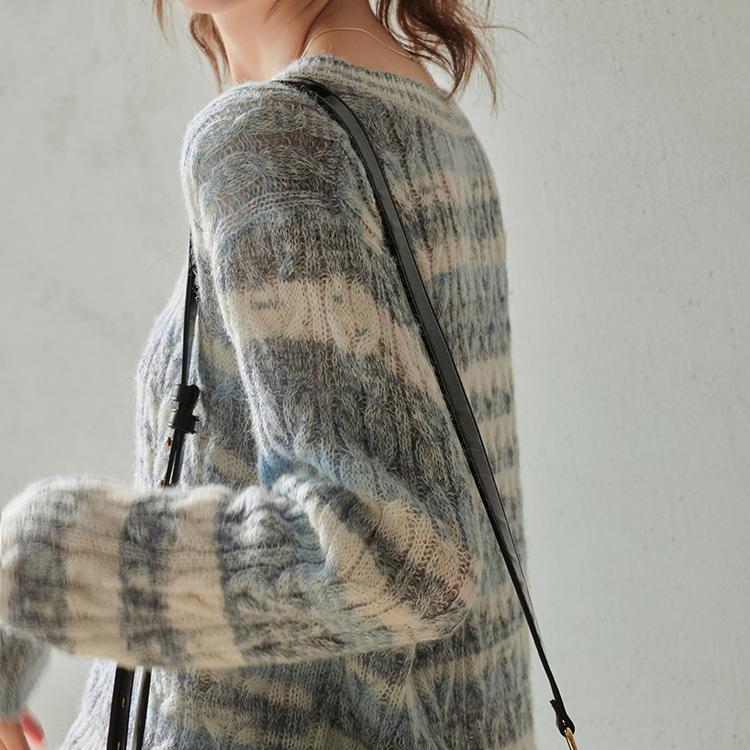 Mishow Вязаная блузка для женщин, осень 2023, новая мода в полоску, свободный свитер с v-образным вырезом и длинным рукавом, повседневный женский свитер MXC41Z0146