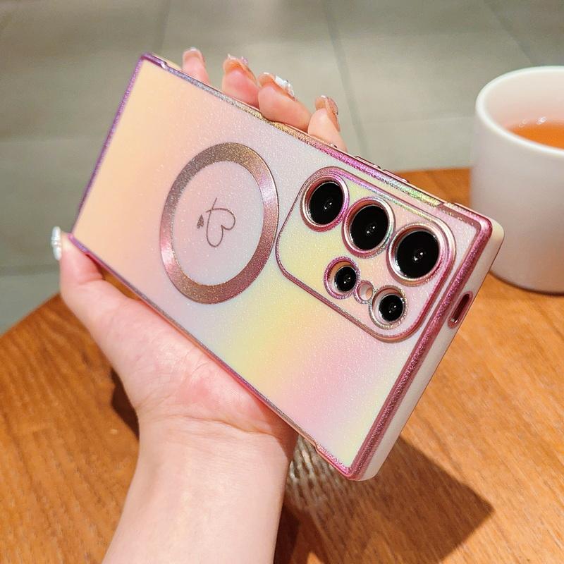 Чехол для телефона с блестками и градиентом цвета сияющий Love Heart для Samsung S24 Ultra S23 S22 Plus S21 S20 FE, ударопрочный, тонкий, для MagSafe TPU