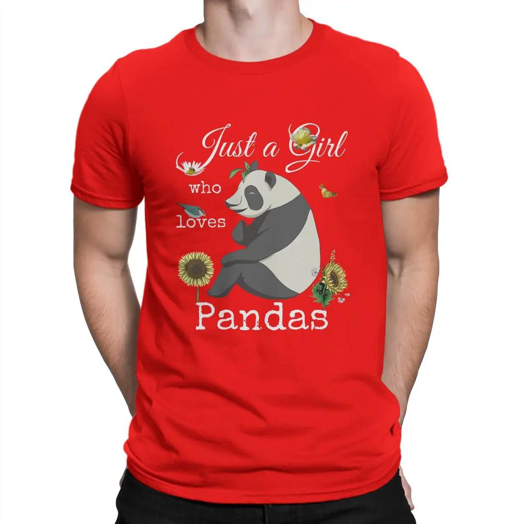 Just Girl Who Loves Pandas Sunflower Floral Kawaii Panda TShirt Kawaii Anime Panda Crewneck Tops Cotton T Shirt Humor Unisex