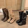 Виноградная мать зима новые длинные сапоги-чулки женская обувь высокого класса тонкие сапоги женские ретро корейская версия сапоги