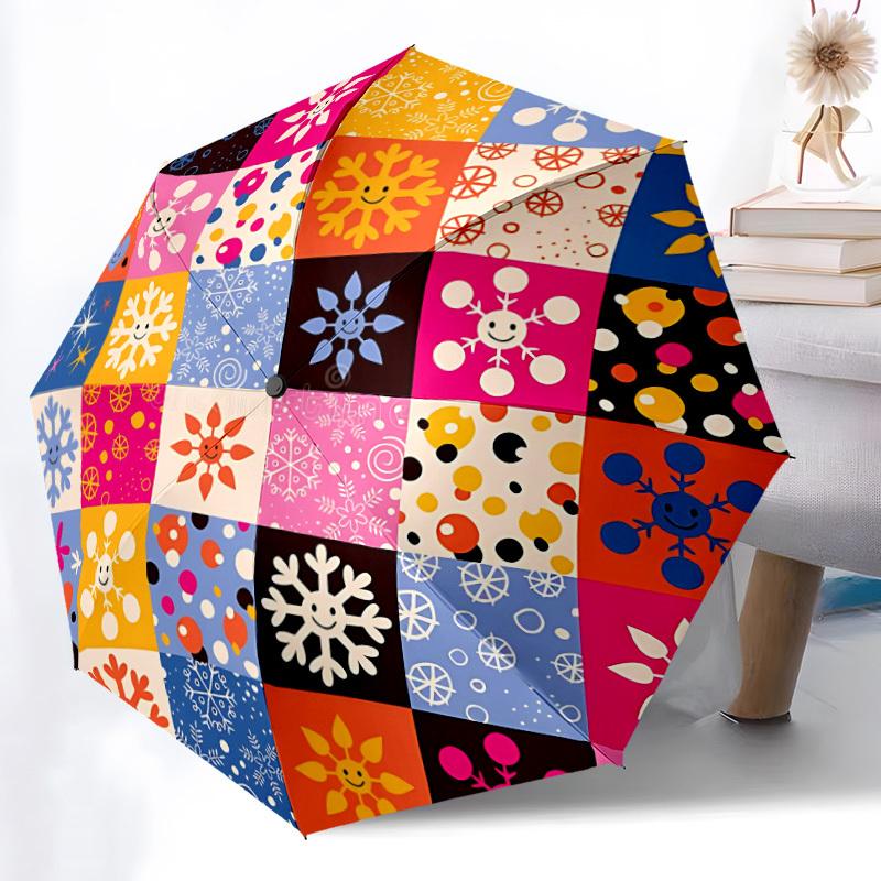 1pc Snowflake Patterns Automatic Umbrella - 8-Rib Durable Frame, Portable Fashion Accessory & Holiday Gift yy251117171