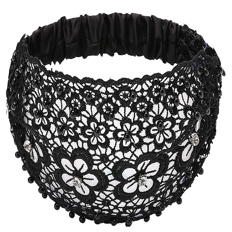 Spring Summer Vintage Glitter Sequin  Wide Brimmed Women's Half Hat Breathable Cover Hair Half Hat Hoop Headband French Fashion