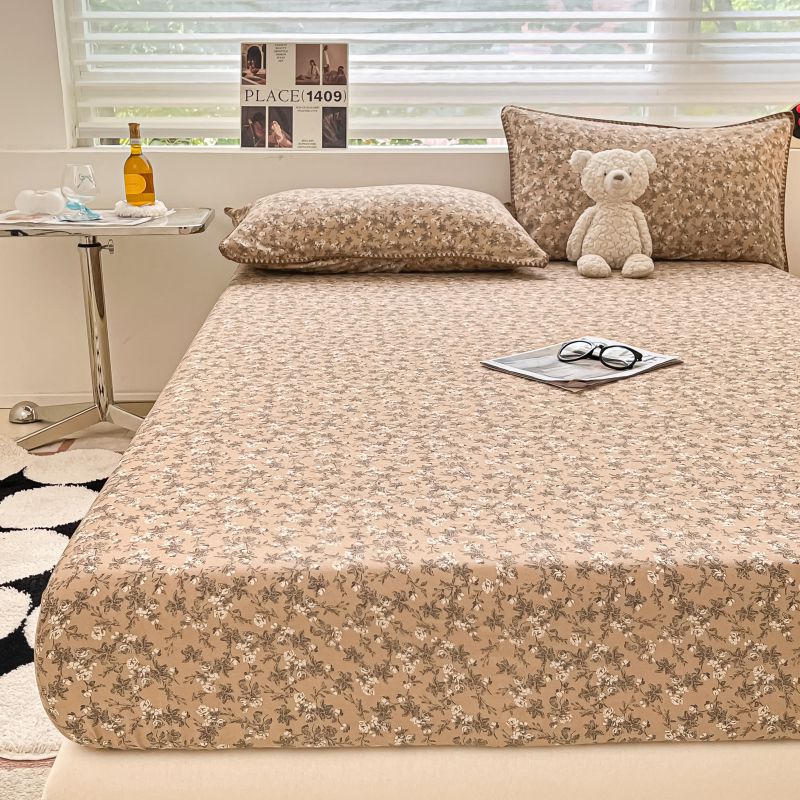 1pc 100% Cotton Fitted Sheet Elastic Bedsheet Breathable Bed Cover Home Bed Linen Sheets Drap De Lit (Pillowcase Need Order)