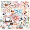 50Pcs Cartoon Sticker Sewing Theme Sticker Strong Adhesion Decals for Laptop Phone Fridge Guitar Scrapbooking Decor