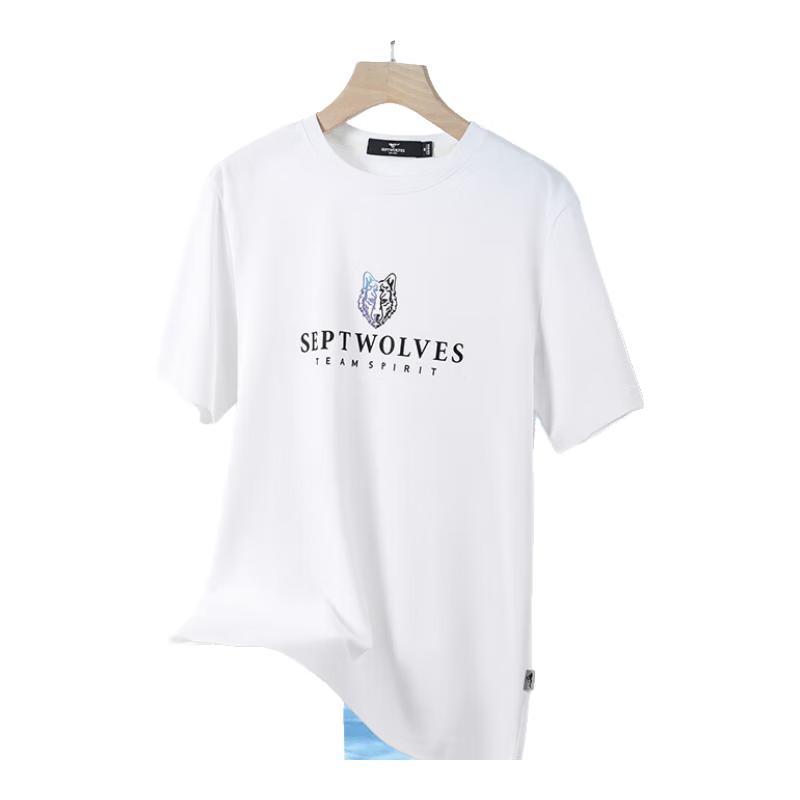 Seven Wolves Men's Pure Cotton Wolf Print Round Neck T-Shirt