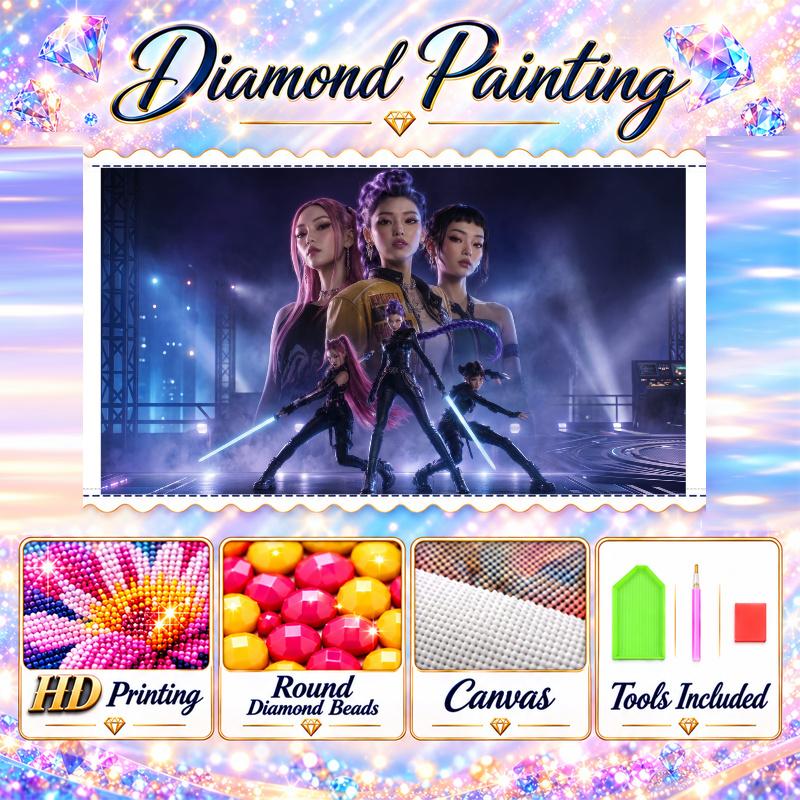 KPop Demon Hunters 5D Diamond Painting Kit DIY Full Drill Diamond Art Home Wall Decor