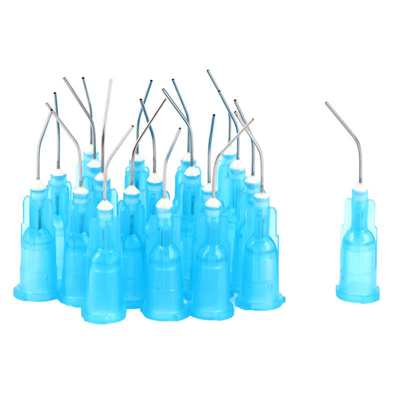 20Pcs Dental Irrigation Bent Needle Tips Flow Etchant Resin Delievery Syringe