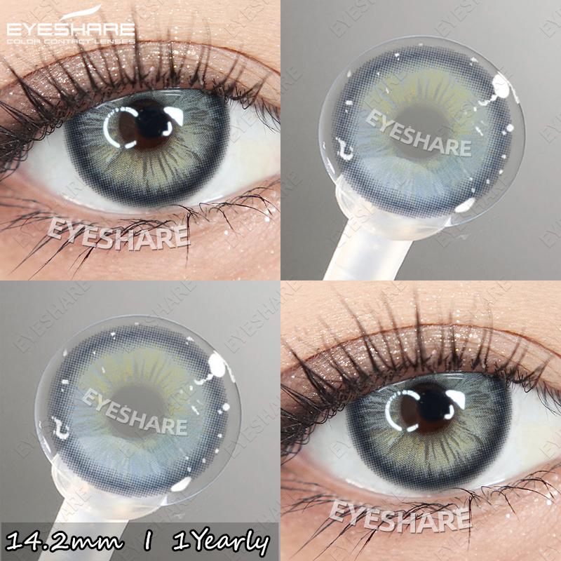 Eyeshare 2pcs Colored Contact Lenses for Eyes Blue Contact Black Eye Lens Gray Beautiful Pupils Yearly Brown Eyes Makeup Lenses