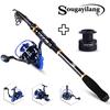Fishing Combos Carbon Telescopic Fishing Rod and Spinning Reel with Free Line Spool Sea Fishing Kits