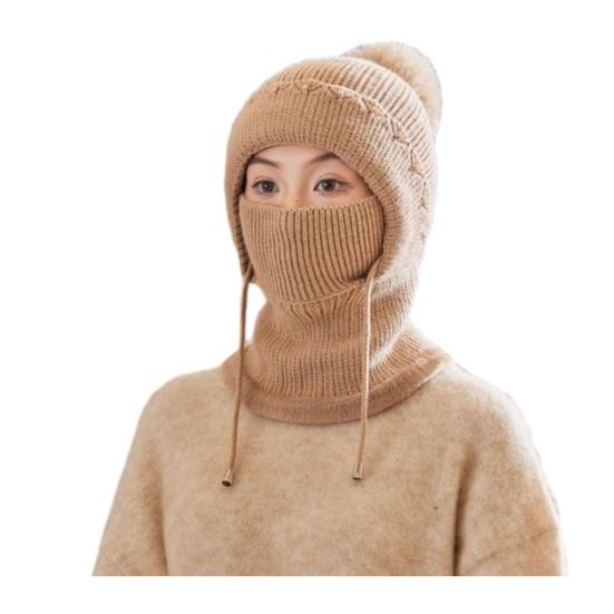 Женская ветрозащитная вязаная шапка с флисовой подкладкой 3-в-1 шарф-капюшон для холодной погоды, для катания на лыжах, пеших прогулок, головной убор